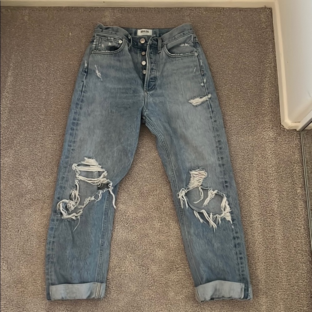 AGOLDE ripped light wash jeans